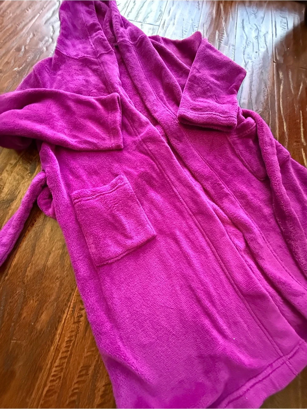 Lands' End Kids Hooded Fleece Robe - Magenta